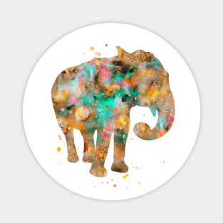 Elephant Watercolor Painting Gold Magnet